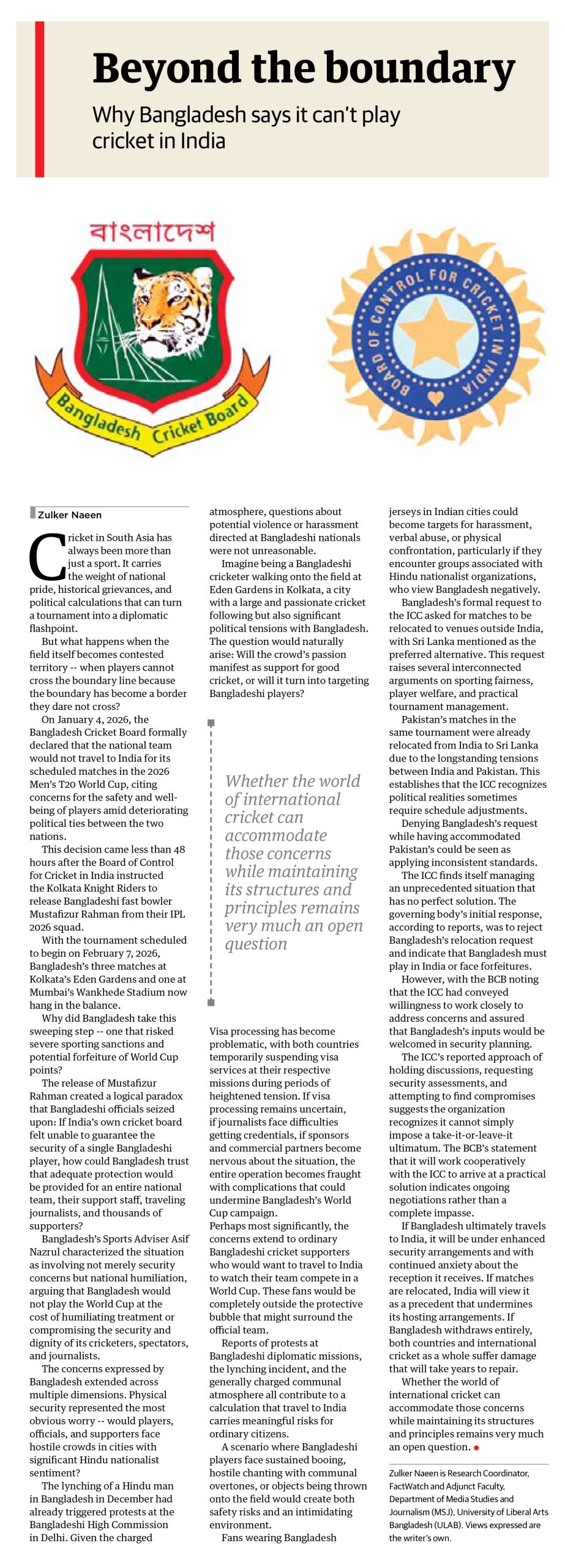 Beyond the boundary: Why Bangladesh says it can’t play cricket in India